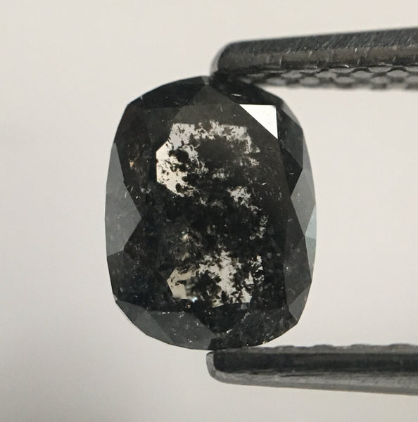 0.95 Ct Oval shape Rose Cut Black Grey Natural Diamond, 6.32 mm x 4.82 mm X 3.13 mm Rustic Natural loose diamond  SJ46/43