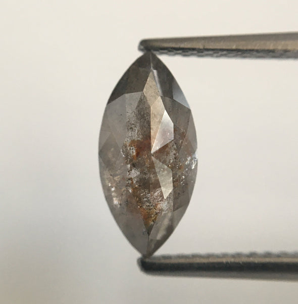 1.51 CT Grey Marquise Shaped Natural Brilliant Cut Loose Diamond, 11.00 mm x 5.31 mm x 3.49 mm Gray Rose Cut Loose Diamond SJ49/28