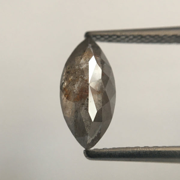 1.51 CT Grey Marquise Shaped Natural Brilliant Cut Loose Diamond, 11.00 mm x 5.31 mm x 3.49 mm Gray Rose Cut Loose Diamond SJ49/28