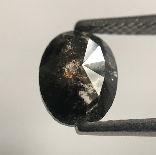 1.17 Ct Salt and Pepper Natural Oval Shape loose Diamond 8.37 mm X 6.44 mm X 2.45 mm Oval Shape Gray Loose Diamond for engagement SJ49/70