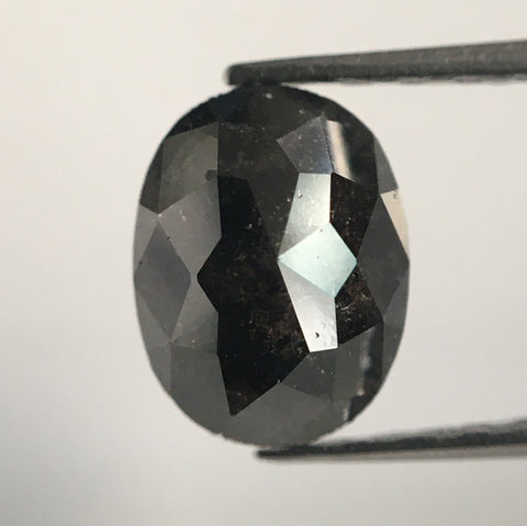 0.98 Ct Blackish Salt and Pepper Oval Shape Natural Loose Diamond, 6.87 mm X 5.28 mm X 2.95 mm Oval Shape Loose Diamond SJ50/08