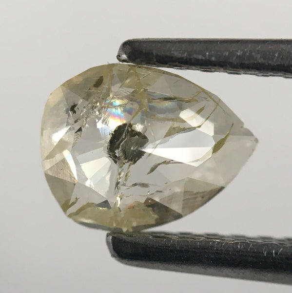 0.44 Ct Light Yellow Rose Cut Pear Shape Loose Natural Diamond, 6.48 mm X 4.99 mm X 1.62 mm Fancy Color Natural Loose Diamond SJ50/28