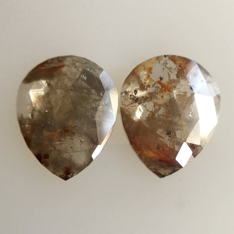 1.20 Ct pair diamond Pear Shape Brownish Gray Rose cut 7.18 mm X 6.08 mm X 1.64 mm Natural Loose Diamond  SJ01/12