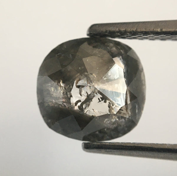 1.53 Ct Fancy Gray Oval Shape Natural Loose Diamond, 8.00 mm X 7.68 mm X 2.71 mm Rose Cut Natural Loose Diamond SJ50/58