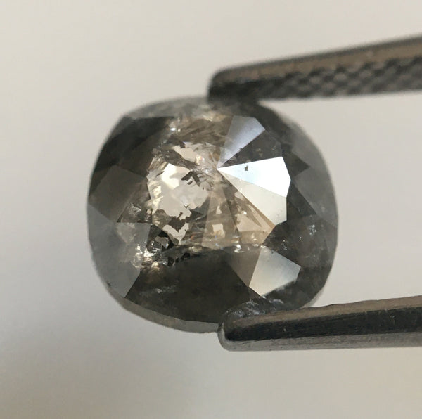 1.53 Ct Fancy Gray Oval Shape Natural Loose Diamond, 8.00 mm X 7.68 mm X 2.71 mm Rose Cut Natural Loose Diamond SJ50/58