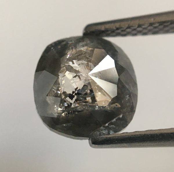 1.53 Ct Fancy Gray Oval Shape Natural Loose Diamond, 8.00 mm X 7.68 mm X 2.71 mm Rose Cut Natural Loose Diamond SJ50/58