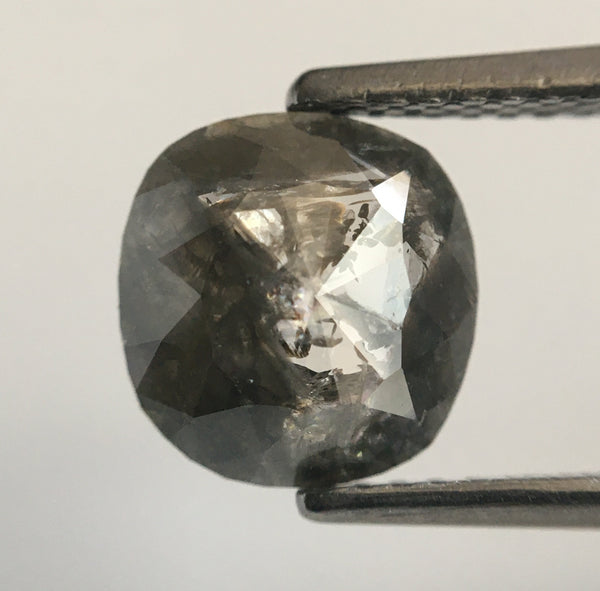 1.53 Ct Fancy Gray Oval Shape Natural Loose Diamond, 8.00 mm X 7.68 mm X 2.71 mm Rose Cut Natural Loose Diamond SJ50/58