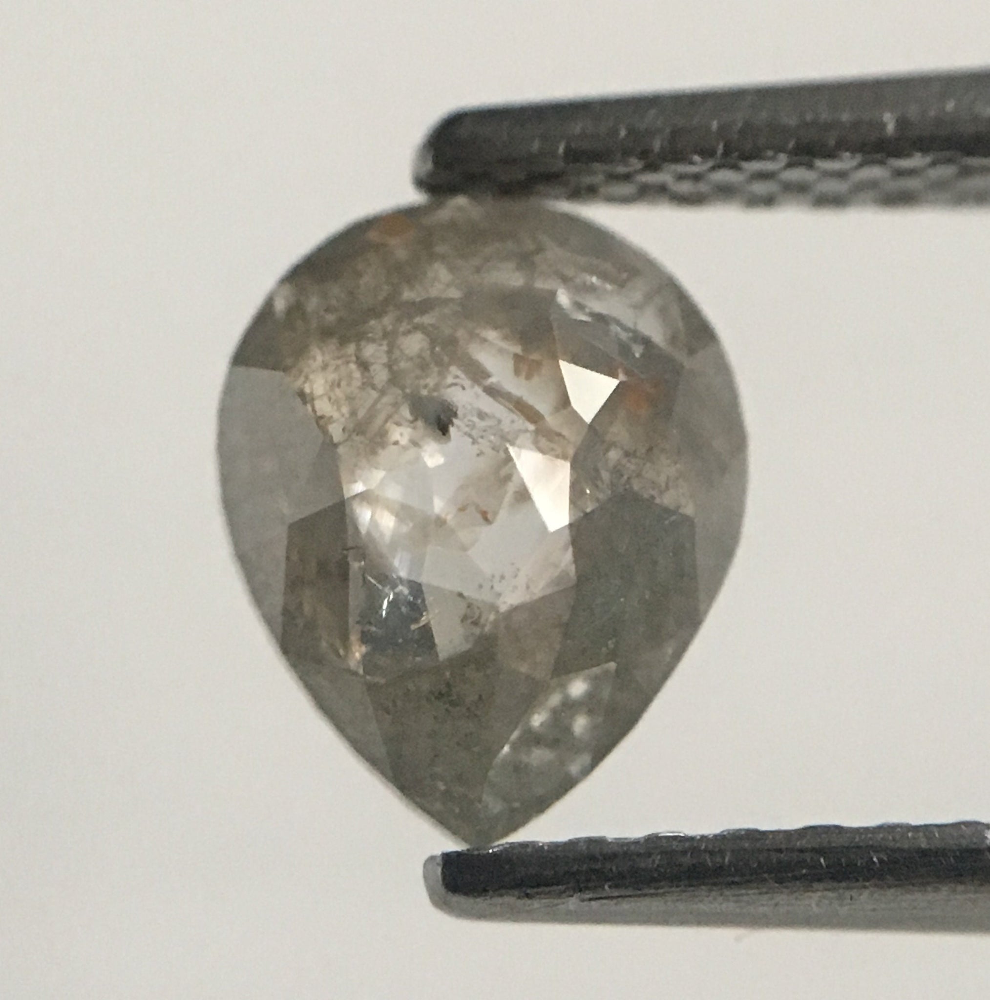 0.78 Ct Fancy Grey Pear Cut Loose Natural Diamond, 7.43 mm X 6.01 mm X 2.26 mm Grey Rose Cut Pear Natural Loose Diamond SJ47/44