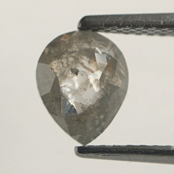 0.78 Ct Fancy Grey Pear Cut Loose Natural Diamond, 7.43 mm X 6.01 mm X 2.26 mm Grey Rose Cut Pear Natural Loose Diamond SJ47/44