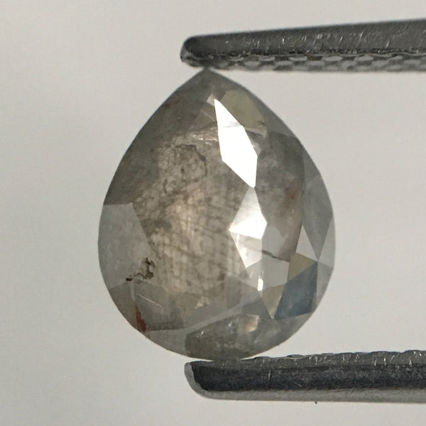 0.86 Ct Fancy Grey Pear Cut Loose Natural Diamond, 7.44 mm X 6.05 mm X 2.37 mm Grey Rose Cut Pear Natural Loose Diamond SJ47/48