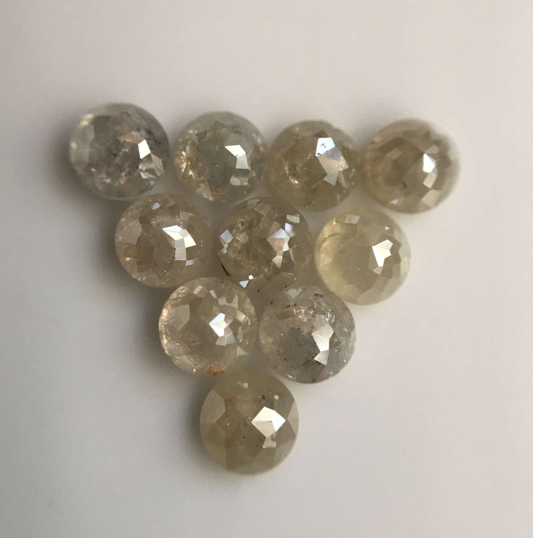 3.97 Ct Round Rose Cut Natural Loose Diamond,  10 Pcs 4.09 mm to 4.26 mm Grey Color Round Shape Rose Cut Natural Diamond SJ51/32