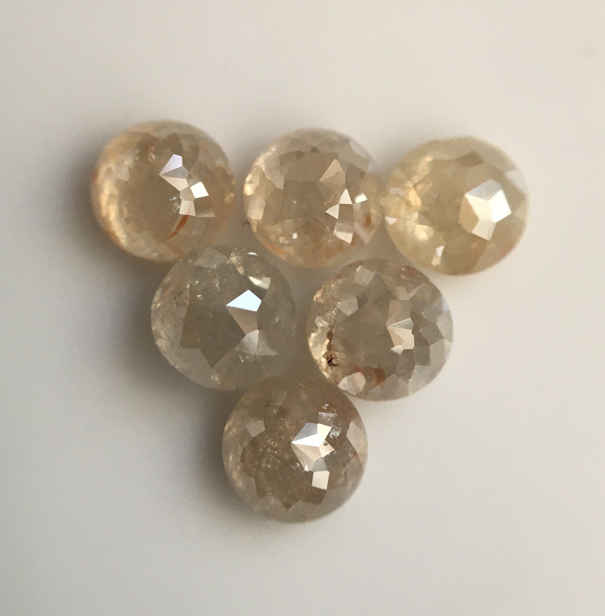 2.35 Ct Round Rose Cut Natural Loose Diamond,  6 Pcs 4.08 mm to 4.19 mm Grey Color Round Shape Rose Cut Natural Diamond SJ51/33