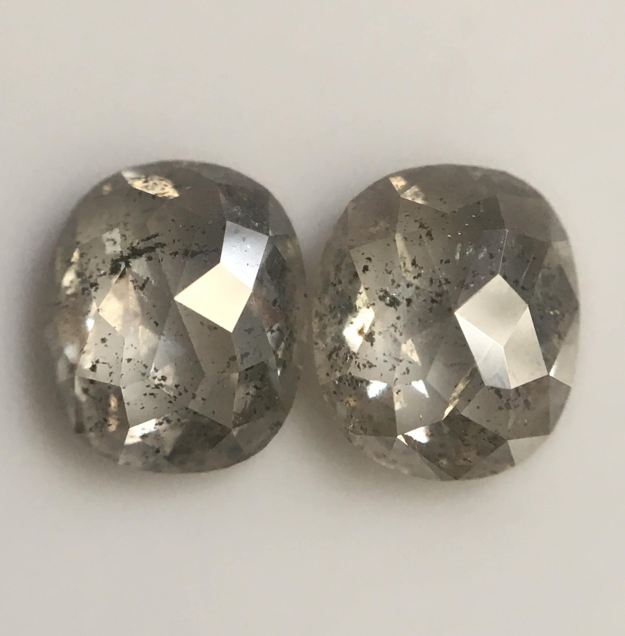 1.31 Ct Oval Shape Fancy Grey Color Rose Cut Natural Loose Diamond Pair, 6.20 mm x 5.18 mm X 2.37 mm Oval Shape Loose Diamond Pair SJ48/18