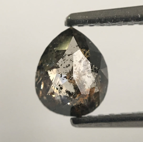 0.61 Ct Pear Shape Gray Rose Cut Natural Loose Diamond, 6.51 mm X 5.30 mm X 2.28 mm Rose Cut Pear Natural Loose Diamond SJ48/39