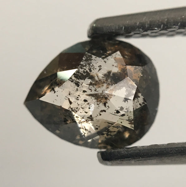 0.61 Ct Pear Shape Gray Rose Cut Natural Loose Diamond, 6.51 mm X 5.30 mm X 2.28 mm Rose Cut Pear Natural Loose Diamond SJ48/39