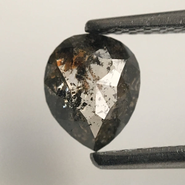 0.61 Ct Pear Shape Gray Rose Cut Natural Loose Diamond, 6.51 mm X 5.30 mm X 2.28 mm Rose Cut Pear Natural Loose Diamond SJ48/39