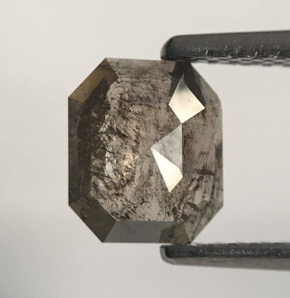 0.81 Ct Gray Emerald Cut Loose Diamond: Natural Rosecut Gemstone