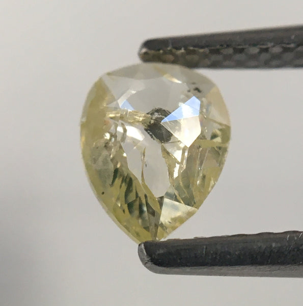 0.44 Ct Light Yellow Rose Cut Pear Shape Loose Natural Diamond, 6.48 mm X 4.99 mm X 1.62 mm Fancy Color Natural Loose Diamond SJ50/28