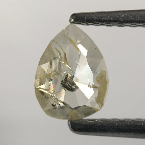 0.44 Ct Light Yellow Rose Cut Pear Shape Loose Natural Diamond, 6.48 mm X 4.99 mm X 1.62 mm Fancy Color Natural Loose Diamond SJ50/28