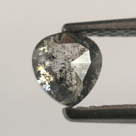 0.57 Ct Pear Shape Grey Rose Cut Natural Loose Diamond, 4.91 mm x 4.55 mm x 2.92 mm Salt and Pepper Fancy Shape Natural Diamond SJ52/05