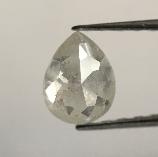 0.59 Ct Fancy light gray pear shape loose natural diamond, 6.01 mm X 4.64 mm X 2.83 mm Light Grey Rose Cut Pear Natural Diamond SJ52/10