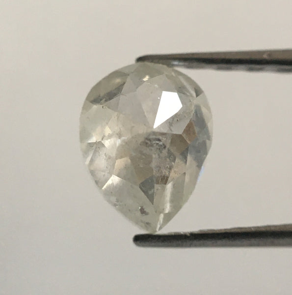 0.59 Ct Fancy light gray pear shape loose natural diamond, 6.01 mm X 4.64 mm X 2.83 mm Light Grey Rose Cut Pear Natural Diamond SJ52/10