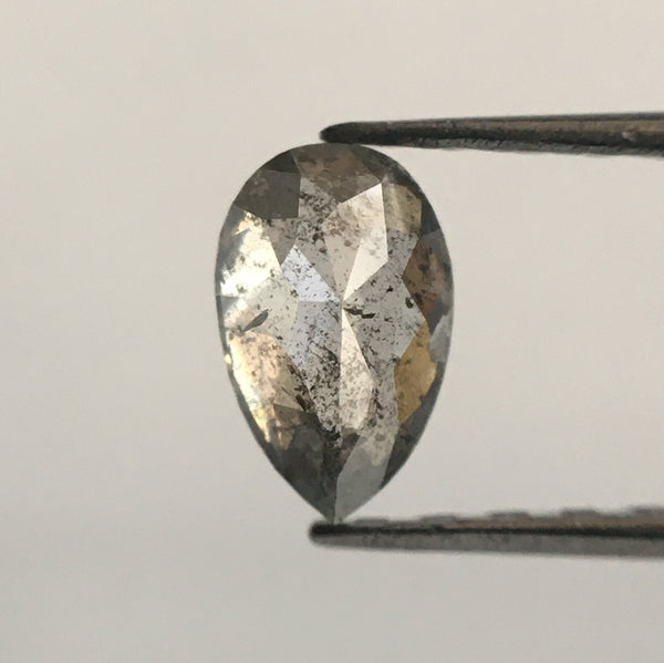 0.38 Ct Pear Shape Salt and Pepper Natural Diamond, 5.73 mm X 3.60 mm X 2.18 mm Fancy Grey Rose Cut Pear Natural Loose Diamond SJ52/13