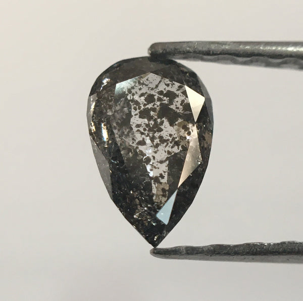 0.33 Ct Rose Cut Pear Shape Salt and Pepper Natural Diamond, 6.26 mm X 4.09 mm X 1.60 mm Grey Rose Cut Pear Natural Loose Diamond SJ52/18