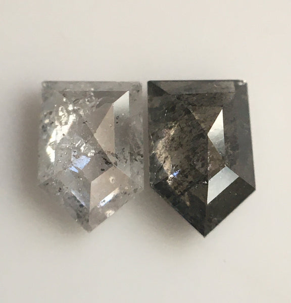 2 Pcs 0.47 Ct Fancy Grey 4.45 mm X 3.05 mm X 1.75 mm Pentagon shape Natural Loose Diamond Use for Jewelry making SJ52/207