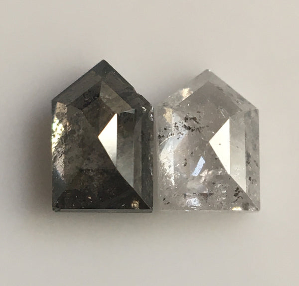 2 Pcs 0.47 Ct Fancy Grey 4.45 mm X 3.05 mm X 1.75 mm Pentagon shape Natural Loose Diamond Use for Jewelry making SJ52/207