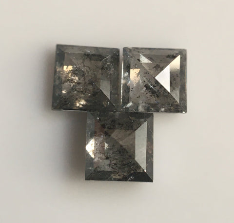 0.62 Ct 3 Pcs Grey Square Shape Natural Loose Diamond, 3.25 mm to 3.39 mm X 1.42 mm to 1.92 mm Loose Diamond SJ52/22