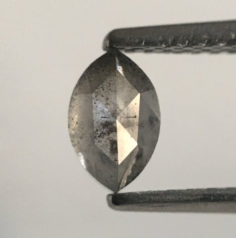 0.55 Ct Gray Marquise Shaped Natural Loose Diamond, 5.99 mm x 3.83 mm x 2.67 mm Salt & pepper Rose Cut Loose Diamond SJ52/67