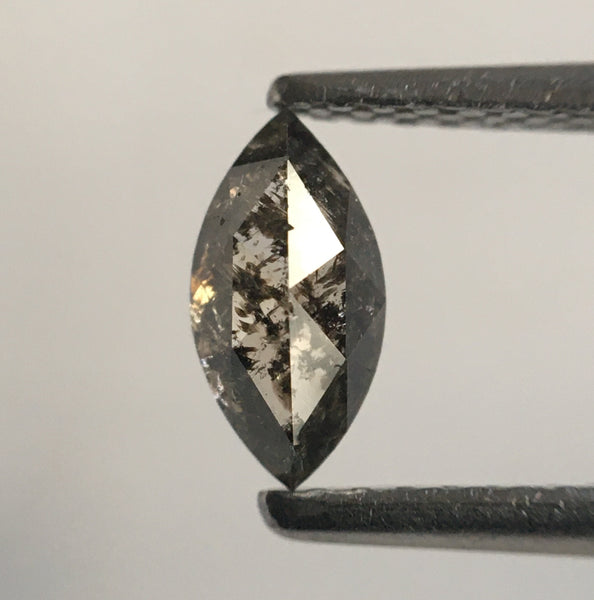 0.50 Ct Fancy Color Marquise Shaped Rose Cut Loose Diamond, 7.03 mm x 3.63 mm x 2.55 mm Salt & pepper Rose Cut Loose Diamond SJ52/70