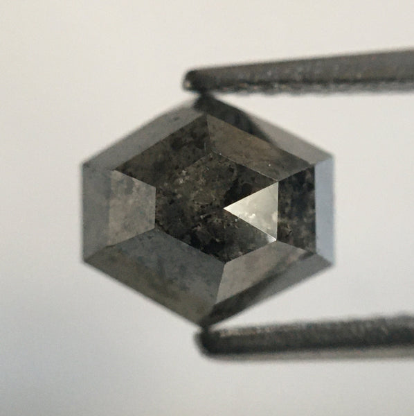 2.26 Ct Hexagon Shape Natural Salt Pepper Rose Cut Loose Diamond, 7.41 mm X 6.99 mm X 4.79 mm Natural Geometric Loose Diamond SJ54/32