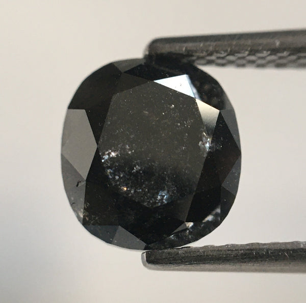 2.24 Ct Oval Cut Black Color Natural Loose Diamond, 7.65 mm X 6.97 mm X 4.40 mm Black Oval Shape Rose Cut Natural Loose Diamond SJ54/50