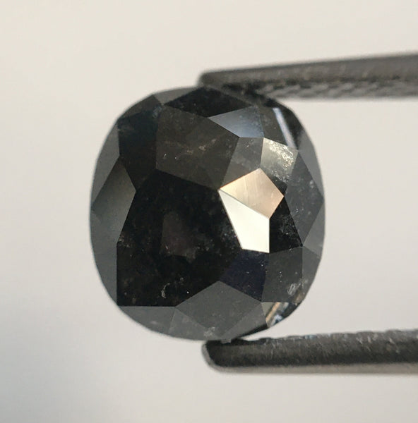 2.24 Ct Oval Cut Black Color Natural Loose Diamond, 7.65 mm X 6.97 mm X 4.40 mm Black Oval Shape Rose Cut Natural Loose Diamond SJ54/50