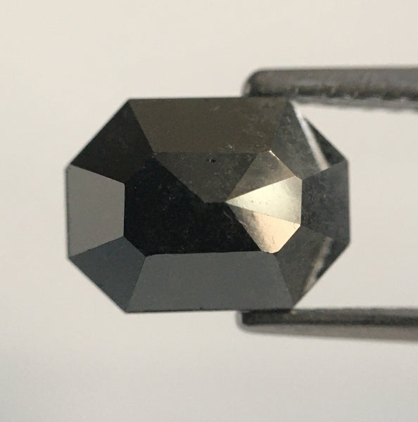 2.42 Ct Emerald Shape Black Grey Natural Loose Diamond 8.40 mm X 6.37 mm X 4.40 mm Salt and Pepper Natural Loose Diamond SJ54/51