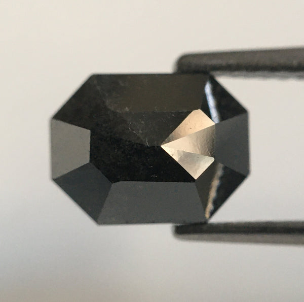 2.42 Ct Emerald Shape Black Grey Natural Loose Diamond 8.40 mm X 6.37 mm X 4.40 mm Salt and Pepper Natural Loose Diamond SJ54/51