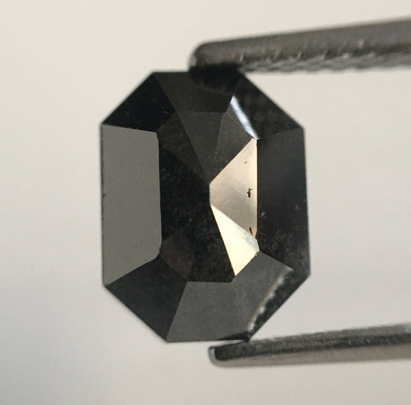 2.42 Ct Emerald Shape Black Grey Natural Loose Diamond 8.40 mm X 6.37 mm X 4.40 mm Salt and Pepper Natural Loose Diamond SJ54/51