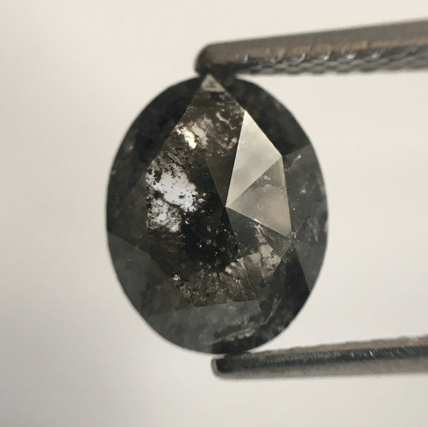 1.32 Ct Oval Cut Dark Gray Color Natural Loose Diamond, 8.82 mm X 6.95 mm X 2.58 mm Grey Oval Shape Rose Cut Natural Loose Diamond SJ55/19