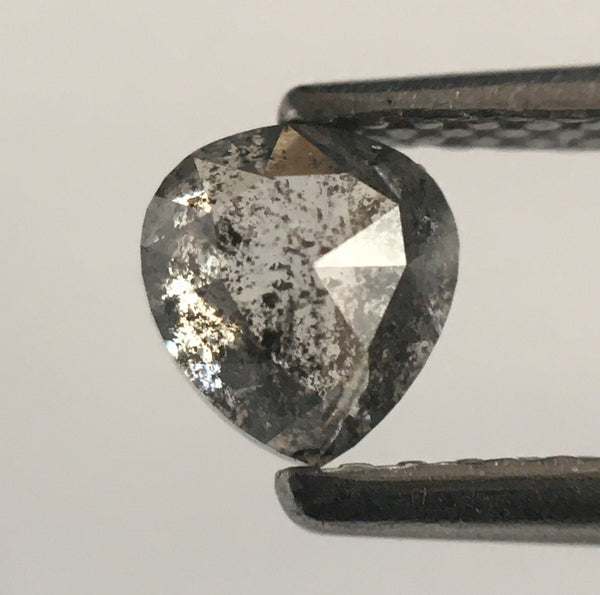 0.57 Ct Pear Shape Grey Rose Cut Natural Loose Diamond, 4.91 mm x 4.55 mm x 2.92 mm Salt and Pepper Fancy Shape Natural Diamond SJ52/05