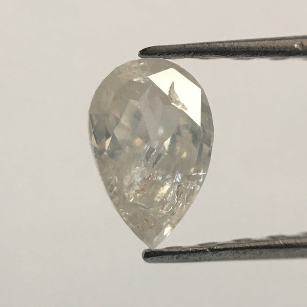 0.42 Ct Light Gray Pear shape loose natural diamond, 5.63 mm X 3.69 mm X 2.51 mm Light Grey Rose Cut Pear Natural Loose Diamond SJ52/08