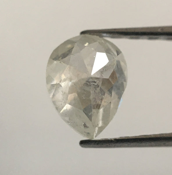 0.59 Ct Fancy light gray pear shape loose natural diamond, 6.01 mm X 4.64 mm X 2.83 mm Light Grey Rose Cut Pear Natural Diamond SJ52/10