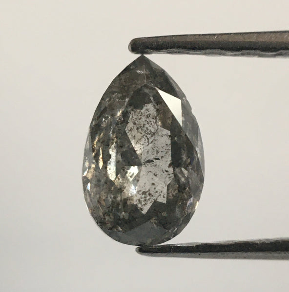 0.38 Ct Pear Shape Salt and Pepper Natural Diamond, 5.73 mm X 3.60 mm X 2.18 mm Fancy Grey Rose Cut Pear Natural Loose Diamond SJ52/13