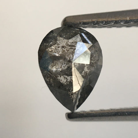 0.94 Ct Salt and Pepper Pear Shape Natural Loose Diamond, 6.85 mm x 5.10 mm X 3.08 mm Pear Natural Loose Diamond Use for Jewelry SJ55/50