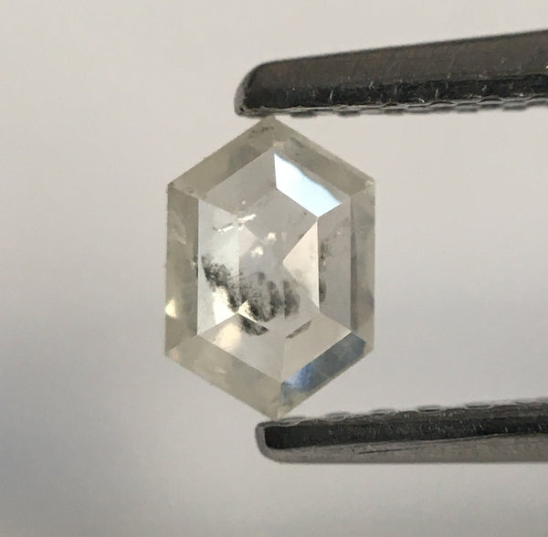 0.28 Ct Hexagon Shape White grey Natural Loose Diamond, 5.18 mm X 3.51 mm X 1.72 mm Natural Faceted Hexagon Rustic Diamond SJ53/08