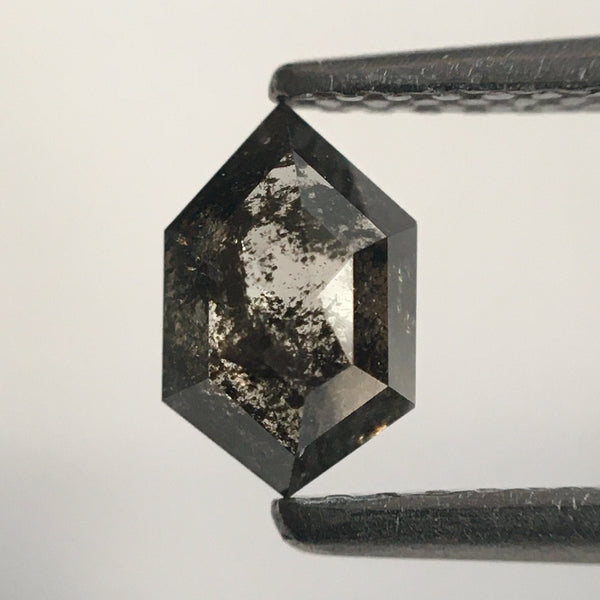 0.58 Ct Salt and Pepper Hexagon Shape Rustic Natural Loose Diamond, 6.45 mm X 4.12 mm X 2.47 mm Gray Color Natural Hexagon Diamond SJ53/10