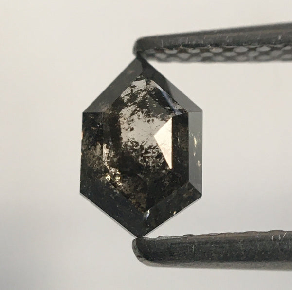 0.58 Ct Salt and Pepper Hexagon Shape Rustic Natural Loose Diamond, 6.45 mm X 4.12 mm X 2.47 mm Gray Color Natural Hexagon Diamond SJ53/10