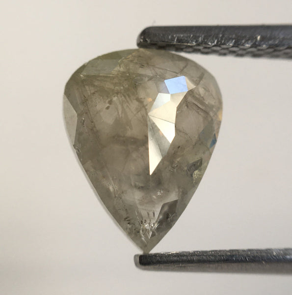 1.24 Ct 9.11 mm X 7.17 mm X 2.37 mm Fancy Grey Color Pear Cut Loose Natural Diamond, Grey Rose Cut Pear Shape Natural Rustic Diamond SJ56/12