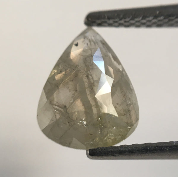 1.24 Ct 9.11 mm X 7.17 mm X 2.37 mm Fancy Grey Color Pear Cut Loose Natural Diamond, Grey Rose Cut Pear Shape Natural Rustic Diamond SJ56/12